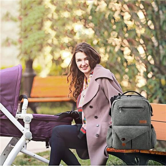 Multi-Function Large Baby Diaper Bag Backpack Stroller Straps, Insulated Pockets - Picture 6 of 7